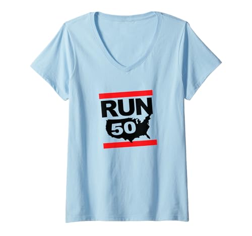 Damen Run 50 States Marathon, fanatischer Läufer, inspiriert vom Laufen T-Shirt mit V-Ausschnitt Damen Run 50 States Marathon, fanatischer Läufer, inspiriert vom Laufen T-Shirt mit V-Ausschnitt von ENDU Designs - Runner Running Inspired Apparel