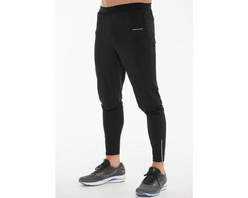 ENDURANCE Sporthose Moores mit Dehnbund (Reflektoren) lang schwarz Herren von ENDURANCE