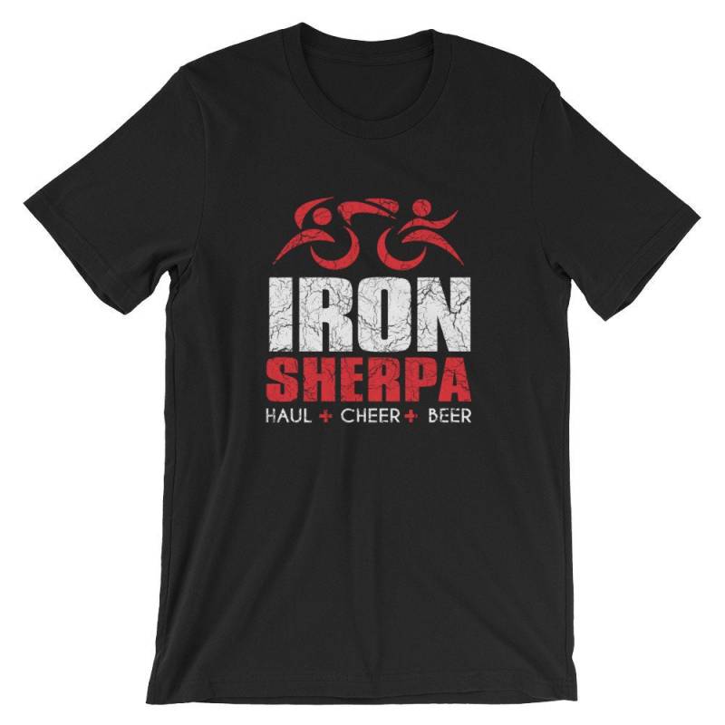 Iron Sherpa Tri Sherpa Triathlon Tshirt - Haul Cheer Bier Für Meinen Triathleten Kurzarm Unisex T-Shirt von ENDUdesigns