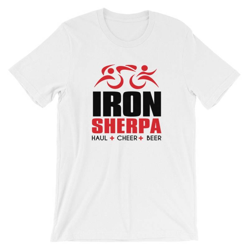 Iron Sherpa Tri Sherpa Triathlon Tshirt - Haul Cheer Bier Für Meinen Triathleten Kurzarm Unisex T-Shirt von ENDUdesigns