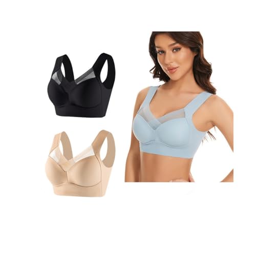 ENDYMA BH in weiblicher Pose, kabelloser ergonomischer Push-up-Komfort-BH, atmungsaktive rutschfeste BHS mit Rückenstütze sind sowohl für Frauen als auch für Mädchen geeignet (Black + Skin Tone,3XL) von ENDYMA