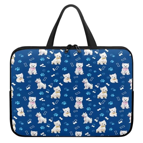 ENEN 3D-Welpen-Druck Laptoptasche Wasserdicht Laptop Taschen, Laptop Tasche Business Büro Arbeit Computertasche, Schlanke Notebook Tasche für Herren Frauen (Blau 1,10’’) von ENEN