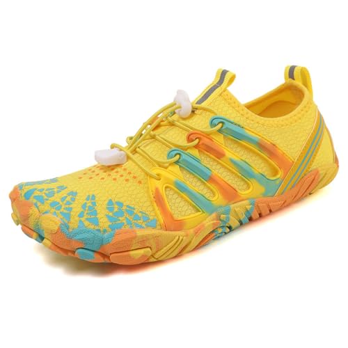 ENEN Badeschuhe Damen Herren 35-42, Barfuss Schuhe Unisex Barfußschuhe Leicht Atmungsaktiv Wasserschuhe rutschfest Schnelltrocknend für Sommer Outdoor-Aktivitäten (37,K081 Gelb) von ENEN