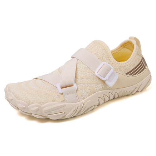 ENEN Badeschuhe Damen Herren 35-42, Barfuss Schuhe Unisex Barfußschuhe Leicht Atmungsaktiv Wasserschuhe rutschfest Schnelltrocknend für Sommer Outdoor-Aktivitäten (39,1009 Beige) von ENEN