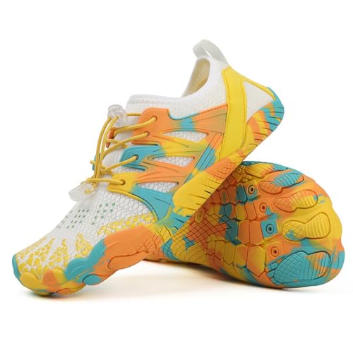 ENEN Badeschuhe Damen Herren 35-42, Barfuss Schuhe Unisex Barfußschuhe Leicht Atmungsaktiv Wasserschuhe rutschfest Schnelltrocknend für Sommer Outdoor-Aktivitäten (39,Y313 Gelb) von ENEN