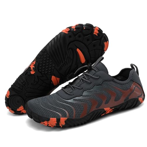 ENEN Badeschuhe Damen Herren 35-42, Barfuss Schuhe Unisex Barfußschuhe Leicht Atmungsaktiv Wasserschuhe rutschfest Schnelltrocknend für Sommer Outdoor-Aktivitäten (40,003 Schwarzorange) von ENEN