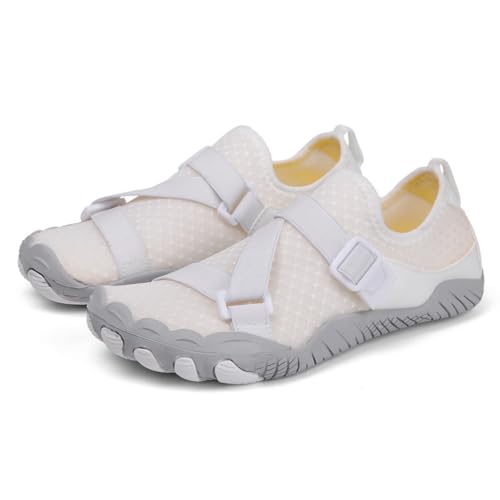 ENEN Badeschuhe Damen Herren 35-42, Barfuss Schuhe Unisex Barfußschuhe Leicht Atmungsaktiv Wasserschuhe rutschfest Schnelltrocknend für Sommer Outdoor-Aktivitäten (40,1001 Weiß) von ENEN