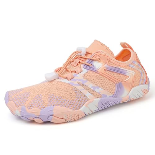 ENEN Badeschuhe Damen Herren 35-42, Barfuss Schuhe Unisex Barfußschuhe Leicht Atmungsaktiv Wasserschuhe rutschfest Schnelltrocknend für Sommer Outdoor-Aktivitäten (40,1035 Rosa-Lila) von ENEN