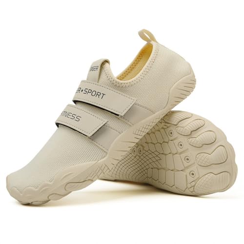 ENEN Badeschuhe Damen Herren 35-42, Barfuss Schuhe Unisex Barfußschuhe Leicht Atmungsaktiv Wasserschuhe rutschfest Schnelltrocknend für Sommer Outdoor-Aktivitäten (41,0076 Beige) von ENEN