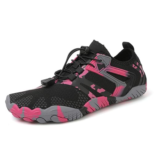 ENEN Badeschuhe Damen Herren 35-42, Barfuss Schuhe Unisex Barfußschuhe Leicht Atmungsaktiv Wasserschuhe rutschfest Schnelltrocknend für Sommer Outdoor-Aktivitäten (41,1035 Rosa-Schwarz) von ENEN