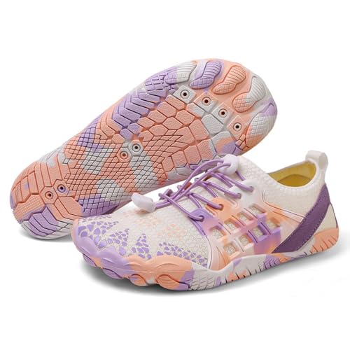 ENEN Badeschuhe Damen Herren 35-42, Barfuss Schuhe Unisex Barfußschuhe Leicht Atmungsaktiv Wasserschuhe rutschfest Schnelltrocknend für Sommer Outdoor-Aktivitäten (41,K060 Rosa Lila) von ENEN