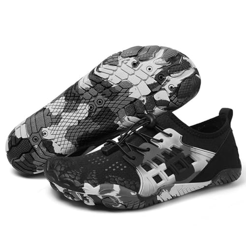 ENEN Badeschuhe Damen Herren 35-42, Barfuss Schuhe Unisex Barfußschuhe Leicht Atmungsaktiv Wasserschuhe rutschfest Schnelltrocknend für Sommer Outdoor-Aktivitäten (42,K060 Schwarz) von ENEN
