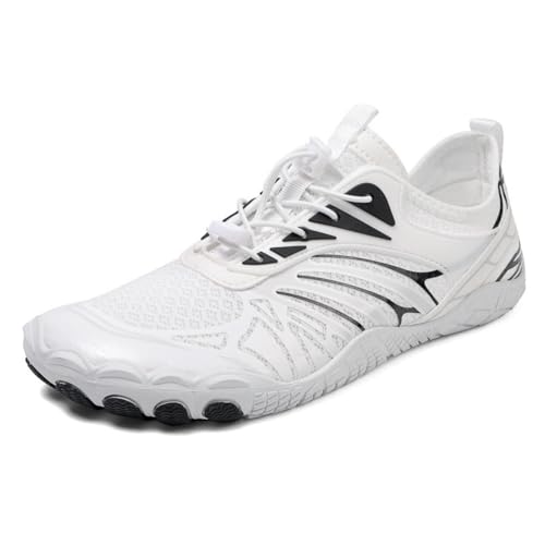 ENEN Badeschuhe Damen Herren 36-42, Barfuss Schuhe Unisex Barfußschuhe Leicht Atmungsaktiv Wasserschuhe rutschfest Schnelltrocknend für Sommer Outdoor-Aktivitäten (38,815 Weißschwarz) von ENEN