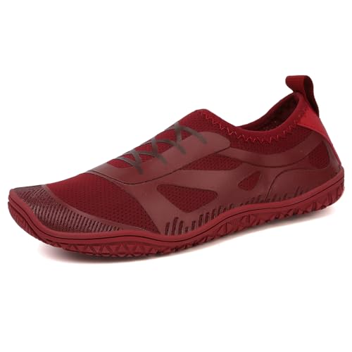 ENEN Barfuss Schuhe Damen, Leicht Atmungsaktiv Barfußschuhe Herren, Paar Schnell Trocknend Barfußschuhe, Wasserschuhe Damen mit Drainageloch, Wasserschuhe Traillaufschuhe (Rot,41) von ENEN