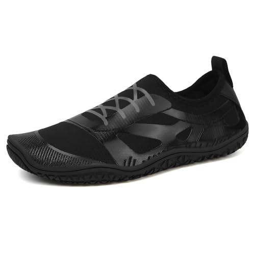 ENEN Barfuss Schuhe Damen, Leicht Atmungsaktiv Barfußschuhe Herren, Paar Schnell Trocknend Barfußschuhe, Wasserschuhe Damen mit Drainageloch, Wasserschuhe Traillaufschuhe (Schwarz,40) von ENEN