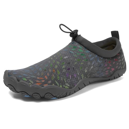 ENEN Barfuss Schuhe Damen, Leicht Atmungsaktiv Barfußschuhe Herren, rutschfest Schnell Trocknend Barfußschuhe, Wasserschuhe Damen mit Drainageloch, Wasserschuhe Traillaufschuhe (Grau,44) von ENEN