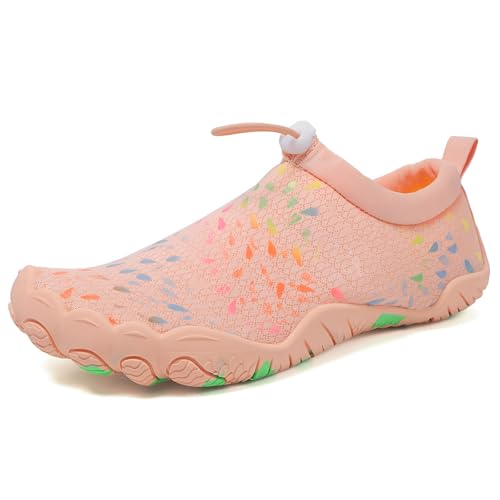 ENEN Barfuss Schuhe Damen, Leicht Atmungsaktiv Barfußschuhe Herren, rutschfest Schnell Trocknend Barfußschuhe, Wasserschuhe Damen mit Drainageloch, Wasserschuhe Traillaufschuhe (Rosa,38) von ENEN