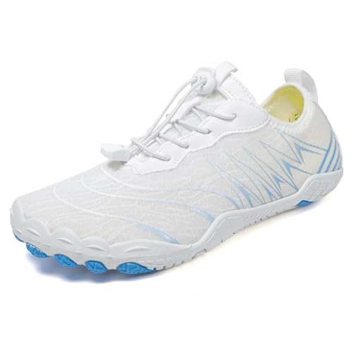 ENEN Barfuss Schuhe Damen, Leicht rutschfest Barfußschuhe Herren, Schnelltrocknend Barfußschuhe,Wasserschuhe Damen mit Drainageloch,Wasserschuhe für Outdoor-Aktivitäten 35-46 EU (Weiß,37) von ENEN