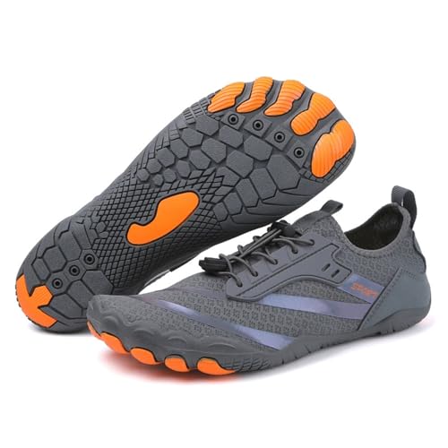 ENEN Barfuss Schuhe Damen, rutschfest Barfußschuhe Herren, Schnelltrocknend Barfußschuhe, Wasserschuhe Damen mit Drainageloch, Einstellbar Wasserschuhe für Outdoor-Aktivitäten (Grau,36) von ENEN