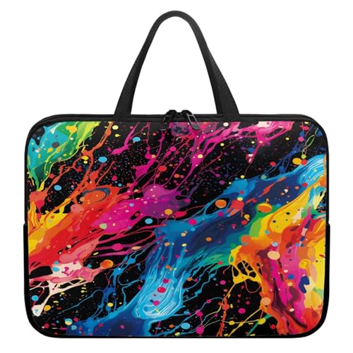 ENEN Bunte Spritzfarbe Laptoptasche Wasserdicht Laptop Taschen, Laptop Tasche Business Büro Arbeit Computertasche, Schlanke Notebook Tasche für Herren Frauen (Bunt 1,10’’) von ENEN