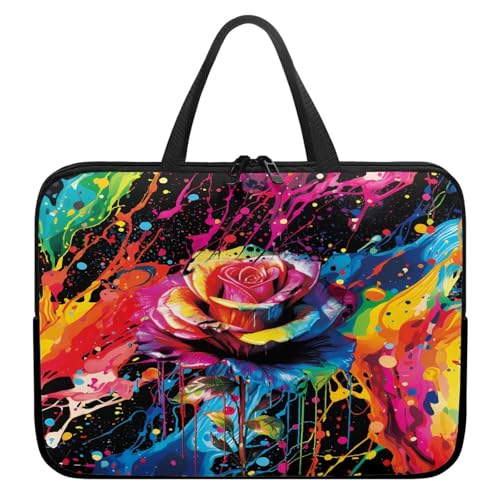 ENEN Bunte Spritzfarbe Laptoptasche Wasserdicht Laptop Taschen, Laptop Tasche Business Büro Arbeit Computertasche, Schlanke Notebook Tasche für Herren Frauen (Bunt 2,13’’) von ENEN