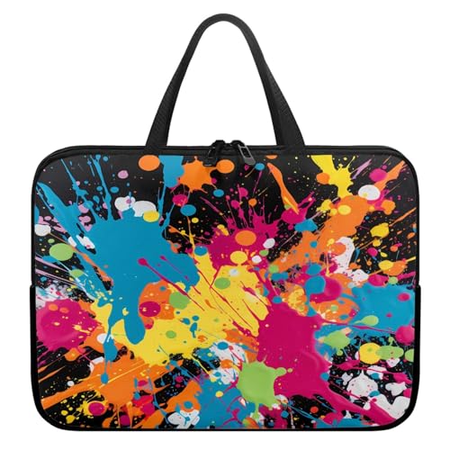 ENEN Bunte Spritzfarbe Laptoptasche Wasserdicht Laptop Taschen, Laptop Tasche Business Büro Arbeit Computertasche, Schlanke Notebook Tasche für Herren Frauen (Bunt 3,17’’) von ENEN