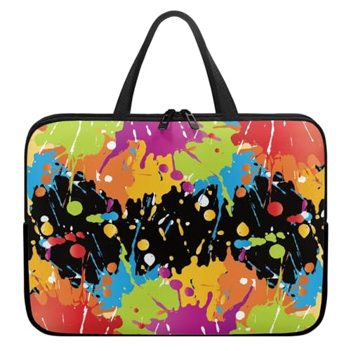 ENEN Bunte Spritzfarbe Laptoptasche Wasserdicht Laptop Taschen, Laptop Tasche Business Büro Arbeit Computertasche, Schlanke Notebook Tasche für Herren Frauen (Farbenfroh 1,17’’) von ENEN