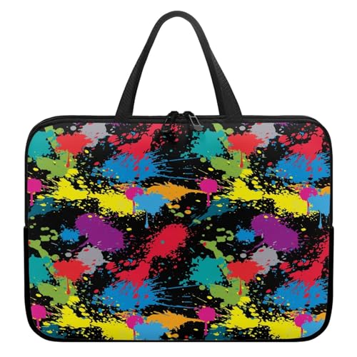 ENEN Bunte Spritzfarbe Laptoptasche Wasserdicht Laptop Taschen, Laptop Tasche Business Büro Arbeit Computertasche, Schlanke Notebook Tasche für Herren Frauen (Farbenfroh 10,17’’) von ENEN