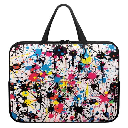 ENEN Bunte Spritzfarbe Laptoptasche Wasserdicht Laptop Taschen, Laptop Tasche Business Büro Arbeit Computertasche, Schlanke Notebook Tasche für Herren Frauen (Farbenfroh 2,10’’) von ENEN