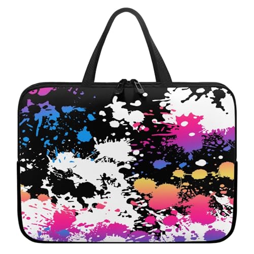 ENEN Bunte Spritzfarbe Laptoptasche Wasserdicht Laptop Taschen, Laptop Tasche Business Büro Arbeit Computertasche, Schlanke Notebook Tasche für Herren Frauen (Farbenfroh 5,12’’) von ENEN