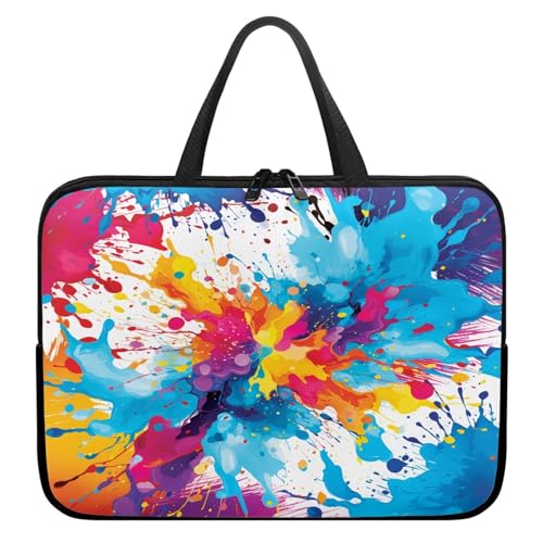 ENEN Bunte Spritzfarbe Laptoptasche Wasserdicht Laptop Taschen, Laptop Tasche Business Büro Arbeit Computertasche, Schlanke Notebook Tasche für Herren Frauen (Farbenfroh 8,17’’) von ENEN