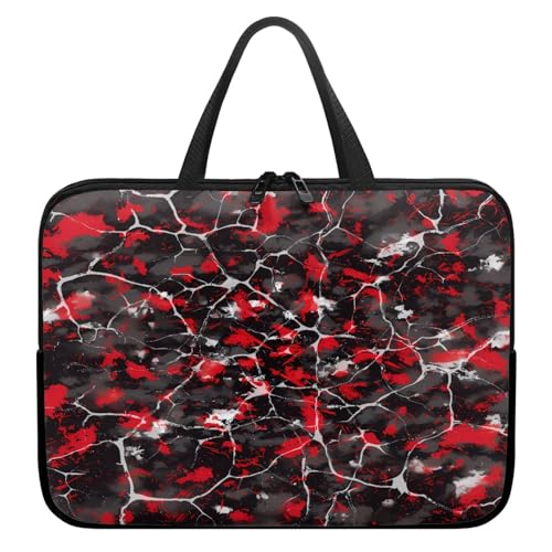 ENEN Bunte Spritzfarbe Laptoptasche Wasserdicht Laptop Taschen, Laptop Tasche Business Büro Arbeit Computertasche, Schlanke Notebook Tasche für Herren Frauen (Schwarz Rot,10’’) von ENEN