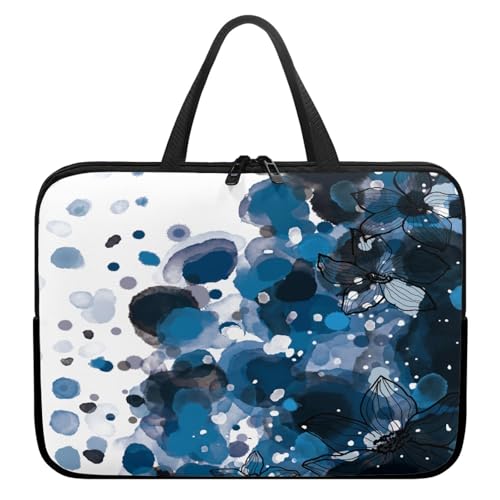 ENEN Bunte Spritzfarbe Laptoptasche Wasserdicht Laptop Taschen, Laptop Tasche Business Büro Arbeit Computertasche, Schlanke Notebook Tasche für Herren Frauen (Weiß Blau,10’’) von ENEN