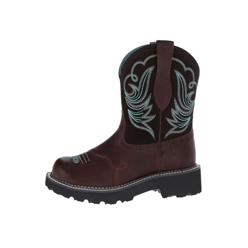 ENEN Cowboystiefel Damen Braun Weiter Schaft, Wildleder Stiefeletten Mit Herbst Winter Halbstiefel Atmungsaktiv Reißverschluss Kurzstiefel Westernstiefel Stickerei 35-42 EU (Blauer,39) von ENEN