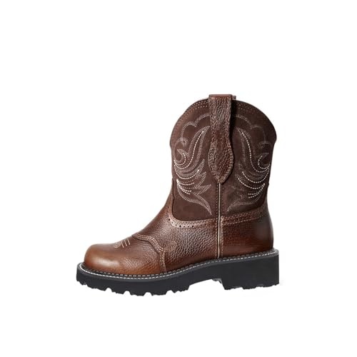 ENEN Cowboystiefel Damen Braun Weiter Schaft, Wildleder Stiefeletten Mit Herbst Winter Halbstiefel Atmungsaktiv Reißverschluss Kurzstiefel Westernstiefel Stickerei 35-42 EU (Kaffee,41) von ENEN