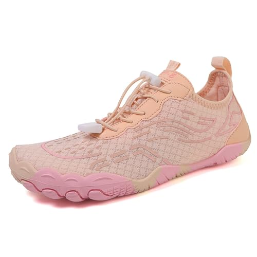 ENEN Einfache Textur Barfuss Schuhe Damen, rutschfest Barfußschuhe Herren, Schnelltrocknend Barfußschuhe, Wasserschuhe Damen mit Drainageloch, Wasserschuhe für Outdoor-Aktivitäten (Rosa,36) von ENEN