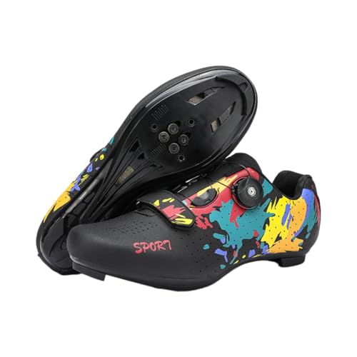 ENEN Fahrradschuhe Herren Damen, MTB Schuhe Abriebfester Rennradschuhe Fahrradschuhe Unisex, Buntes Mountainbike Rennrad Schuhe Radschuhe Kompatibel mit SPD und SPD-SL von ENEN