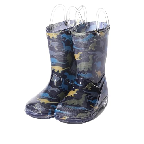 ENEN Gummistiefel Kinder Gr 23-32, Gummistiefel Mädchen und Jungen Wasserdichte Regenschuhe Kleinkind Leicht Bequeme für Kindergarten, Schule, Outdoor (ST12 Dinosaurier,32) von ENEN