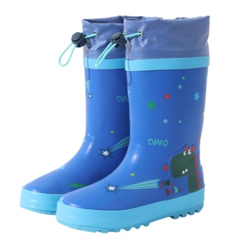 ENEN Gummistiefel Kinder Gr 25-34, Gummistiefel Mädchen und Jungen Wasserdichte Regenschuhe Kleinkind Leicht Bequeme für Kindergarten, Schule, Outdoor (Blauer Dinosaurier,34) von ENEN