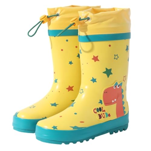 ENEN Gummistiefel Kinder Gr 25-34, Gummistiefel Mädchen und Jungen Wasserdichte Regenschuhe Kleinkind Leicht Bequeme für Kindergarten, Schule, Outdoor (Stern-Dinosaurier,32) von ENEN