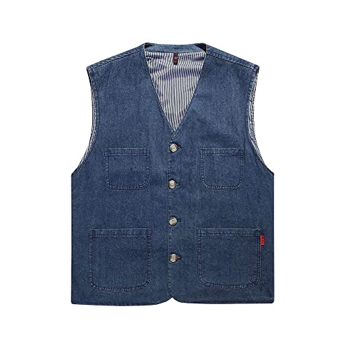 ENEN Herren Denim Vest Weste Retro-Jeansweste Ärmellos, Oberbekleidung Multi-Pocket Outdoor Fotografie Angeln Camping Weste Reisen Wandern Gilet Jacke von ENEN