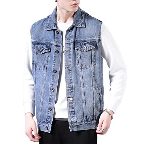 ENEN Herren Denim Vest Weste Retro-Jeansweste Ärmellos, Oberbekleidung Multi-Pocket Outdoor Fotografie Angeln Camping Weste Reisen Wandern Gilet Jacke von ENEN