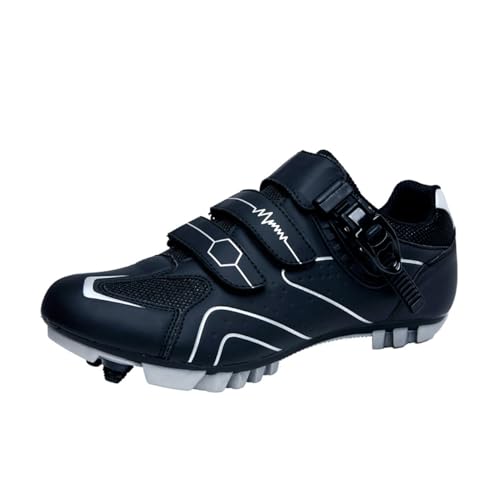 ENEN Herren Fahrradschuhe, Schwarz Damen Mountainbike Schuhe Kompatible SPD 2 Schrauben mit Delta Lock Pedal, Atmungsaktive MTB Radschuhe Reitschuhe von ENEN