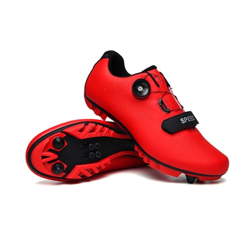 ENEN Herren Fahrradschuhe SPD, Unisex Damen Mountainbike Schuhe Kompatible SPD 2 Schrauben mit Delta Lock Pedal, PU Atmungsaktive MTB Radschuhe Reitschuhe von ENEN