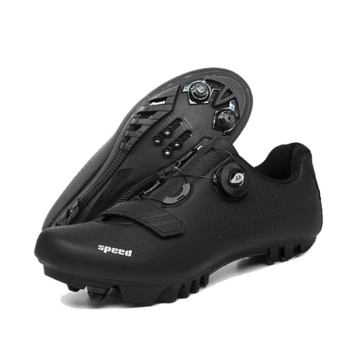 ENEN Herren Fahrradschuhe SPD, Unisex Damen Mountainbike Schuhe Kompatible SPD 2 Schrauben mit Delta Lock Pedal, PU Atmungsaktive MTB Radschuhe Reitschuhe von ENEN