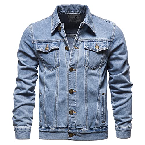 ENEN Herren Jeansjacke Basic Denim Weste Retro Classic Freizeitjacke Lange Ärmel, Sweatjacke Slim Fit Outdoor Fotografie Angeln Camping Reisen Wandern Jacke von ENEN