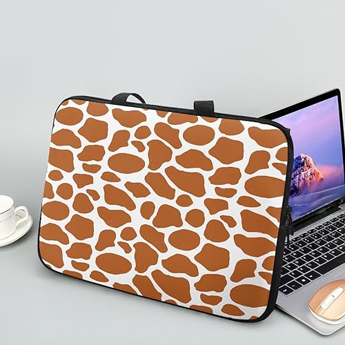 ENEN Laptoptasche 10-17 Zoll Laptop-Taschen, 3D Kuhmuster Laptop Tasche Business Büro Arbeit Computertasche, Schlanke Notebook Tasche für Frauen Herren (Kamel,13 Zoll) von ENEN