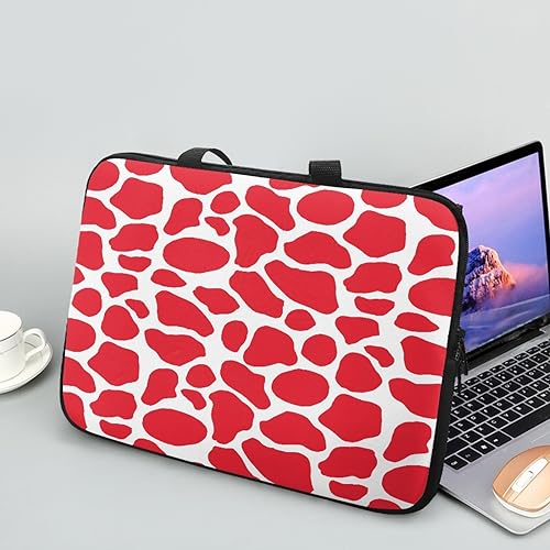 ENEN Laptoptasche 10-17 Zoll Laptop-Taschen, 3D Kuhmuster Laptop Tasche Business Büro Arbeit Computertasche, Schlanke Notebook Tasche für Frauen Herren (Rot,13 Zoll) von ENEN