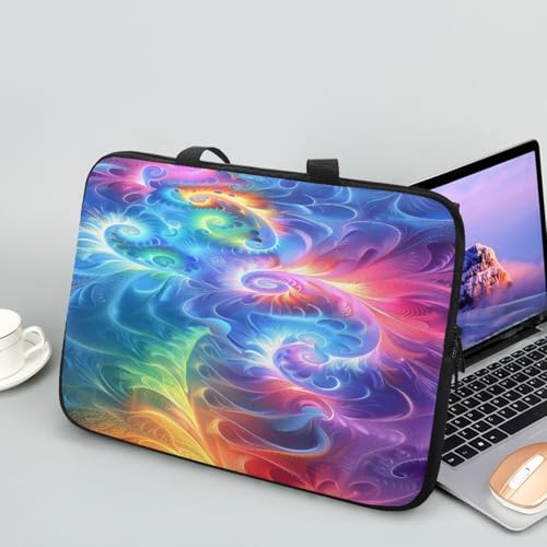 ENEN Laptoptasche 10-17 Zoll Laptop-Taschen, 3d muster Laptop Tasche Business Büro Arbeit Computertasche, Schlanke Notebook Tasche für Frauen Herren (Feder,12 Zoll) von ENEN