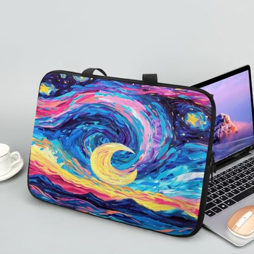 ENEN Laptoptasche 10-17 Zoll Laptop-Taschen, 3d muster Laptop Tasche Business Büro Arbeit Computertasche, Schlanke Notebook Tasche für Frauen Herren (Mond,10 Zoll) von ENEN
